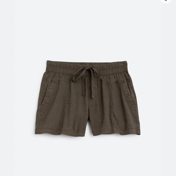 Kut from the Kloth Pants - Kut from the Kloth Dark Brown Gray Christina Smocked Band Linen Shorts